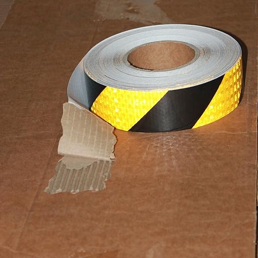 Yellow Black Reflective Tape 2 inch X 166 feet, Outdoor Waterproof Hazard Conspicuity Warning Industrial Marking Tape