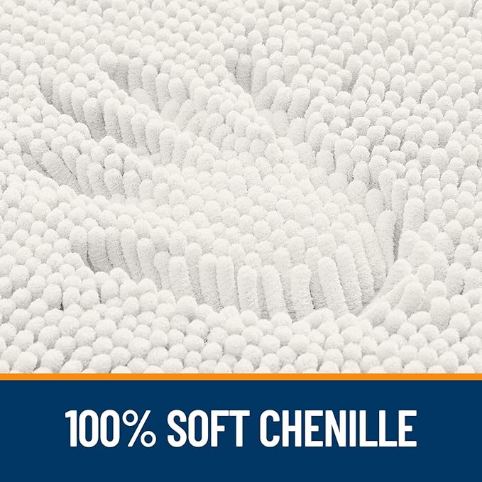 OLANLY Bathroom Rugs 70x24, Extra Soft Absorbent Chenille Bath Rugs, Rubber Backing Quick Dry, Machine Washable Bath Mats for Bathroom Floor, Tub and Shower, Home Decor Accessories, Ivory