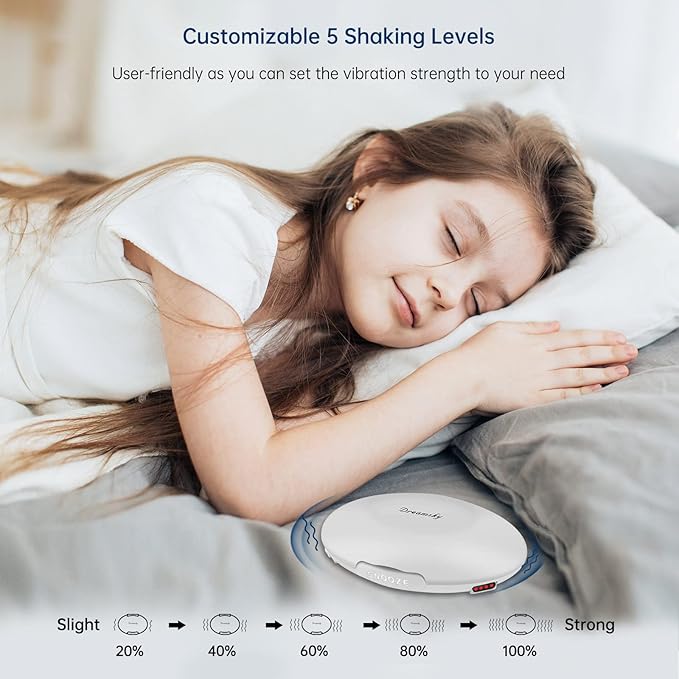 DreamSky Vibrating Alarm Clock for Heavy Sleepers - Auto Set Bed Shaker Alarm Clock Under Pillow for Hearing Impaired, Bedroom, Travel, Rechargeable Battery Operated, Cordless, Auto DST, LCD Backlight