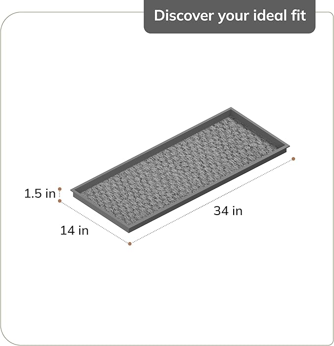 Anji Mountain Heavy Duty Waterproof Rubber Shoe Storage Mat Organizer/Boot Storage Tray Multi Use for Entryway with Coir, Black and Ivory Insert, Fits 3 Pair (34.5" Wide)