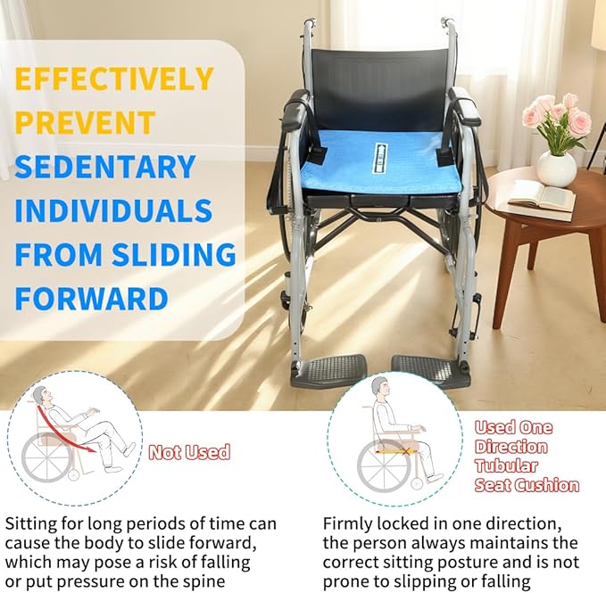 One Way Transfer Support Seat Cushion with Handles - Non-Slip Fall Prevention Pad for Elderly/Disabled Use on Wheelchairs, Chairs, Beds, and More - 17"x17"