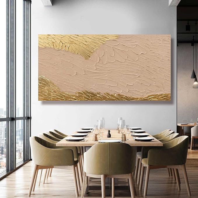 SOUGUAN Abstract Large Canvas Wall Art Contemporary Wall Decorations Gold Artwork 29"x58" Decorative Painting for Living Room Office