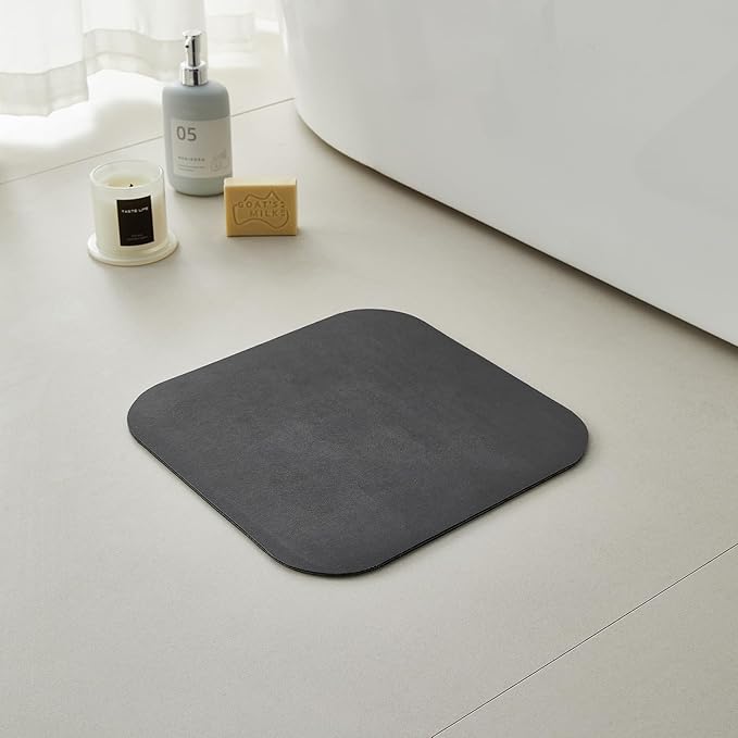 Small Bathroom Mat Quick Dry, Bathroom Rugs Non Slip Washable Thin Absorbent Bath Mat Fits Under Door Bathroom Floor Mat Perfect for Bath, Shower, or Sink 12"x12" Dark Grey