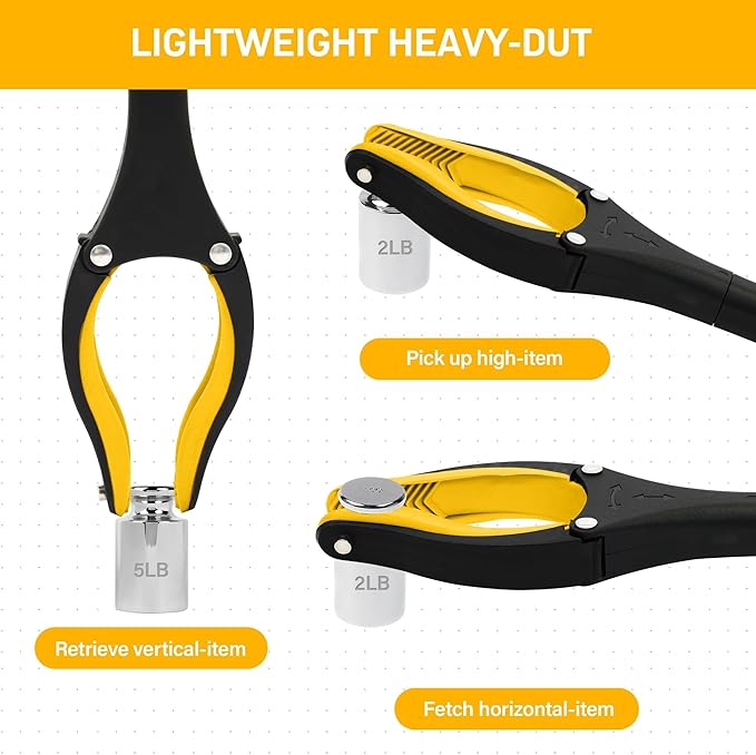 2 Pack 32 inch FDA Registered GrabRunner Folding Reacher Grabber Tool with Strong Magnetic and Swivel Head &Shoehorn (Yellow Yellow)