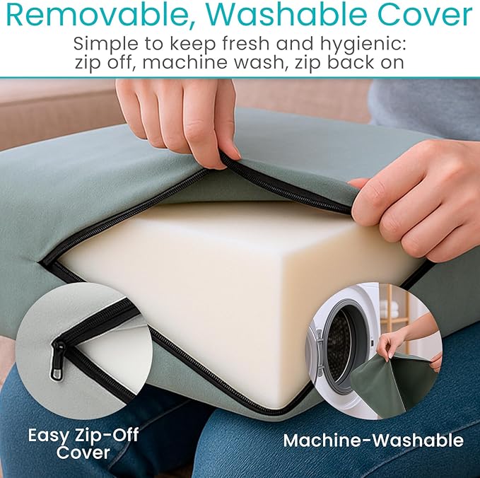 Vive Seat and Chair Cushion - Easy Rise for Elderly for Office, Wheelchair, Desk, Car & Couch - For Computer Use - Foam Sofa Pad With Cover - For Adults/Seniors - Relief for Back, Tailbone or Sciatica
