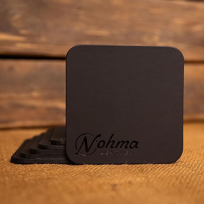 Valet Tray – Full-Grain Leather Catchall Organizer for Keys, Phone & Wallet – Rustic Nightstand & Desk Tray with Raised Sides – Handmade in USA (Black, Small Square/Coaster Set)