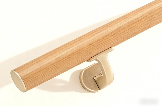 3 FT Handrails for indoor&outdoor stairs,deck,slope,Modern Aluminum Handrail Set, Wall-Mounted with Zinc-Alloy Brackets，Crafted from aluminum alloy (not solid wood) rust-free (Cherry Wood Grain, 3 FT)