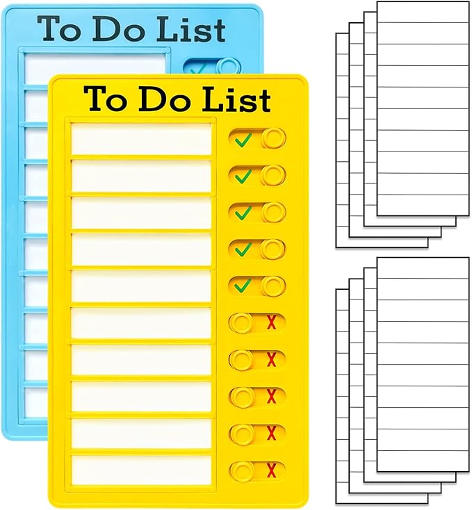 2 Piece Chores Chart for Kids - Reusable Chore List, Removable Checklist Board, Portable to Do List Visual Schedule for Multiple Kids,My Chores Slider Chart