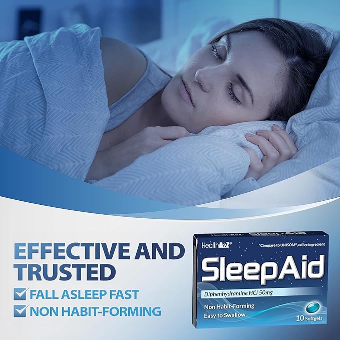 HealthA2Z® Sleep Aid | Diphenhydramine HCL 50mg | Softgels | Supports Deeper Restful Sleeping | 10 Counts (Pack of 3)