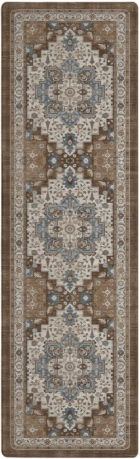 Color&Geometry Anti Fatigue Kitchen Mats for Floor 24x87, Vintage Decor, Easy Clean, Waterproof & Oil Proof, 0.4" Thick Cushioned, Non-Slip Kitchen Runner Rug for Sink, Laundry, Office, Brown