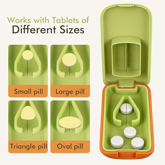 JohnBee Pill Cutter - Sharp & Durable Silicone Pill Splitter, Non-Slip Base, Portable Tablet Cutter for Daily Medication, Vitamins & Supplements. Designed for Swallowing Difficulties & Pets (Red)
