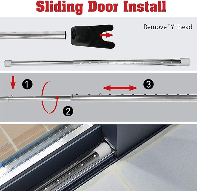 Door Stoppers Security Bar, SECURITYMAN 3 in 1 Adjustable Door Security Bar & Sliding Door Security Bar - Heavy Duty Door Lock Stick Jammer for Apartment, Dorm, Front Door Inside Safety Must Haves