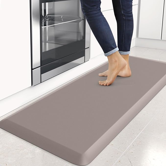 4/5 Inch Thick Kitchen Mats for Floor, StepRite Kitchen Rug for Standing Desk, Non-Slip, Thicker, Stain & Water Resistant, Comfort Anti Fatigue Floor Mat for Home, Kitchen, Office - Khaki,54 * 22''