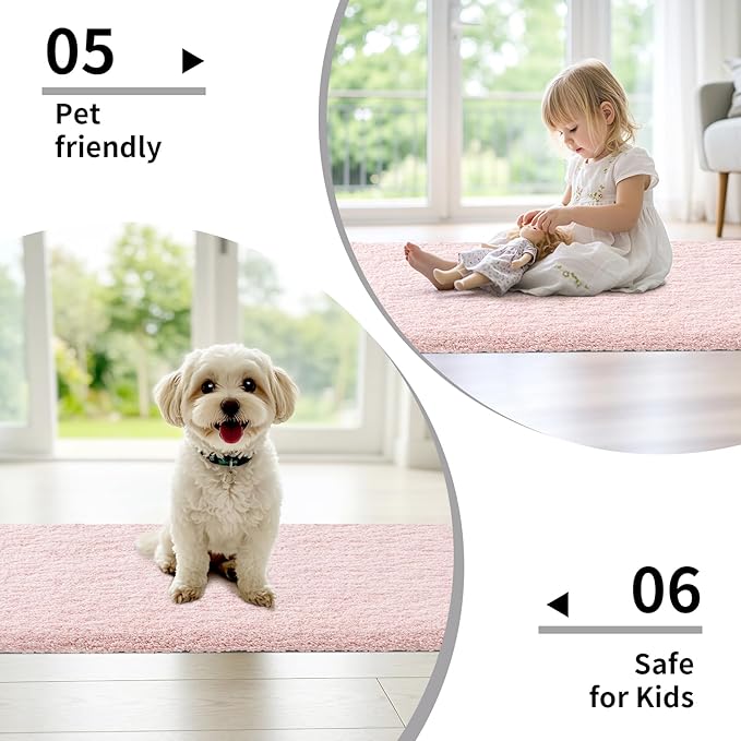 Pink Bathroom Runner Rug 24x59 Non Slip Fluffy Long Bath Mat for Bathroom Floor Washable Plush Luxury Bath Rug for Tub Absorbent Shower Sink Mat Bedside Rug