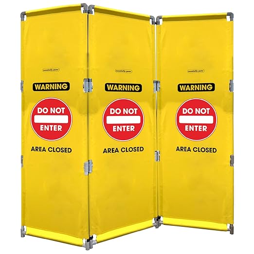 Essentially Yours "Do Not Enter" Foldable Safety Barricade | High Visibility Yellow 6 Foot Portable Safety Barrier with Heavy Duty PVC Frame