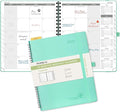 POPRUN Monthly Planner 2025-2026 Spiral Bound (8.5'' x 10.5'') 18 Months Calendar (Jul 2025 - Dec 2026) - 4 Pages per Month with Monthly Expense & Notes, Sunday Start, Leather Cover - Green