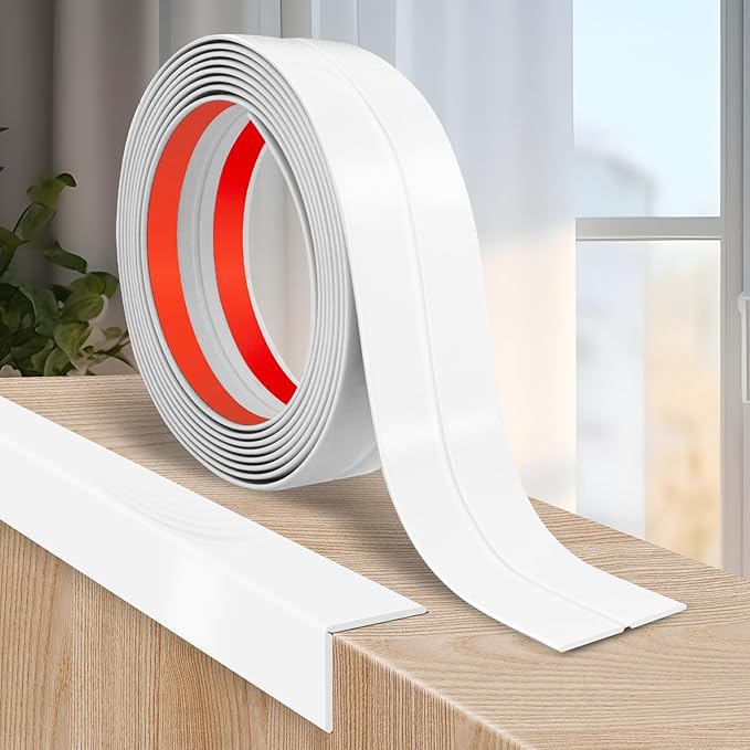 Flexible Wall Corner Protector Moulding Trim Peel and Stick Wall Corner Guards Edge Protector Self Adhesive Molding Trim Strip for Edge Ceiling (White, 1.6 in x 20 Ft)