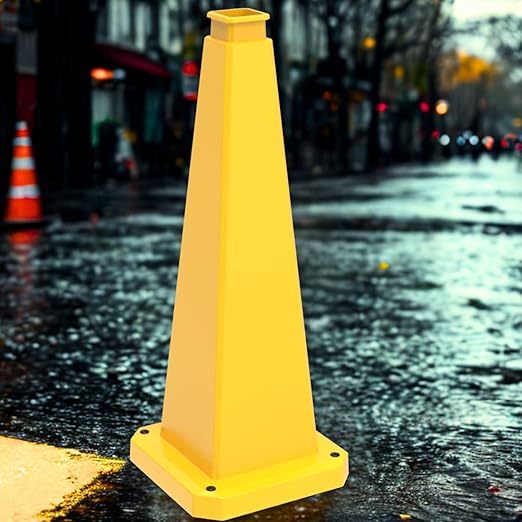BESEA 6 Pack 28" Bright Yellow Traffic Safety Cones with Weighted Base, High-Visibility Parking Cones for Driveways, Business Parking Lots, Garages, Indoor/Outdoor Use