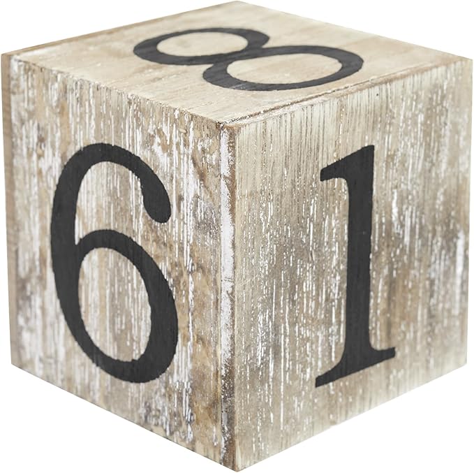 Wooden Perpetual Block Calendar for Desk, Wood Month Date Display Blocks for Teachers, Students, Classroom, Rustic Farmhouse Office Decor, Desk Accessories (5 x 4 In)