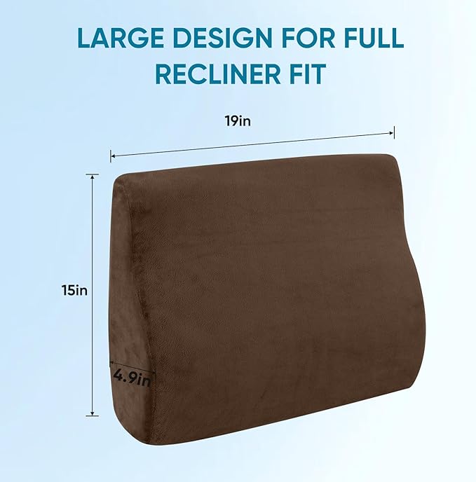 Lumbar Support Pillow for Recliner Chair and Couch, Memory Foam Back Cushion Ergonomic Large Back Support Pillow for Lower Back Pain Relief, with Soft Velvet