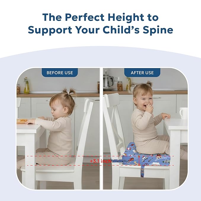Toddler Booster Seat for Dining Table,Portable Kids Booster Seat - Adjustable, Non-Slip, Lightweight & Easy to Clean (Light Blue)