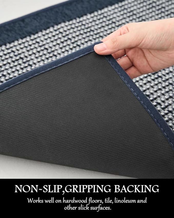 PADOOR Kitchen Mats for Floor, Kitchen Rugs Non Slip Washable, Rubber Backed Kitchen Runner Super Absorbent Kitchen Floor Mat Sink Rug, 20”x32” Blue