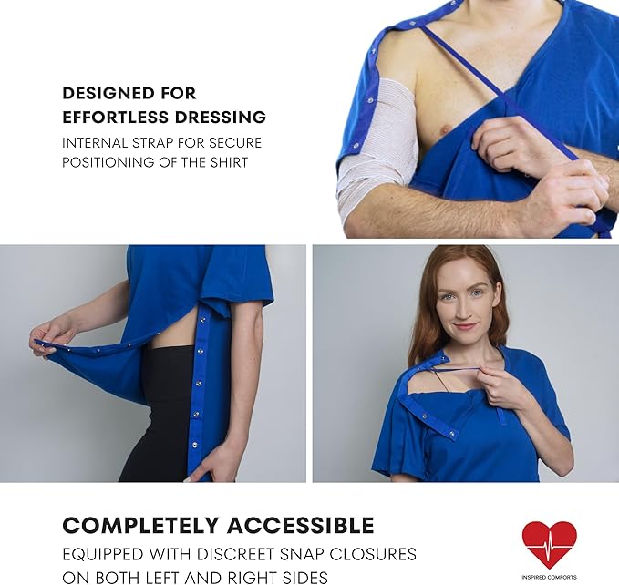 Inspired Comforts Unisex Post Surgery & Rehab V Neck Dual Access Snap Shirt