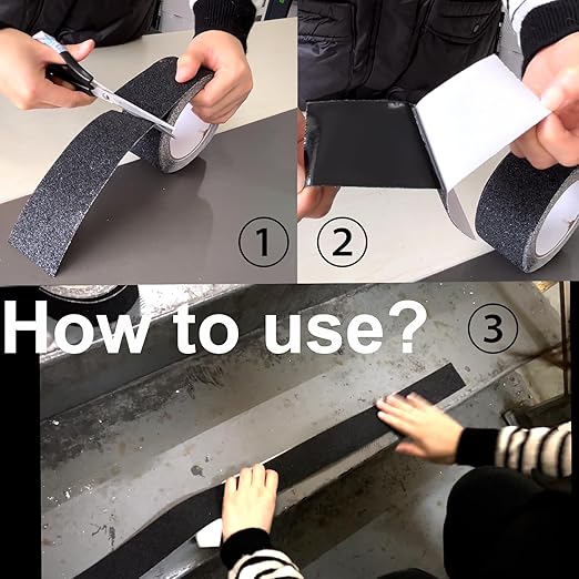 WELSTIK Anti Slip Grip Tape 2 Inch - Heavy Duty Non Skid Tape High Traction 80 Grit Non Slip for Waterproof Stairs Non Skid Treads, Indoor, Outdoor (Black, 2" X 33')