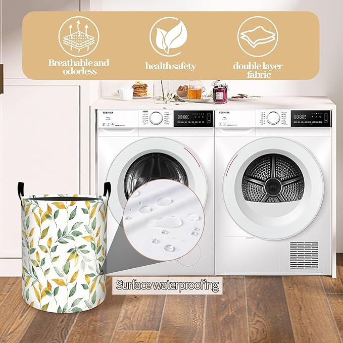 Whimsical Green Snails with Flowers Laundry Basket, Dorm Nursery Foldable Laundry Hamper Organizer for Bathroom Decor, Toy Clothes Storage Box for Bedroom 19.7x15.7 Inch