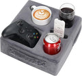 STBoo Couch Cup Holder Pillow - Sofa Drink Cup Holder Cozy Buddy | Bed Caddy Organizer Holds Remote, Snacks, Phones | Waterproof Anti-Spill Sofa Beverage Tray for Car, Pack, Beach, RV, Boat (Grey)