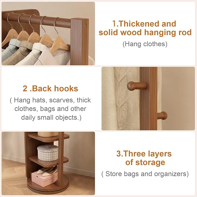 WoodsWhisper Full Length Mirror Coat Rack Solid Wood Floor Mirror 66"x12" Full Length Mirror with Stand Long Mirrors for Bedroom,Living Room