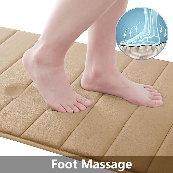 Buganda Memory Foam Bath Mat, 47" x 32", Ultra Soft and Non-Slip Bathroom Rugs, Water Absorbent and Machine Washable Bath Rug Runner for Bathroom, Shower, and Tub, Camel
