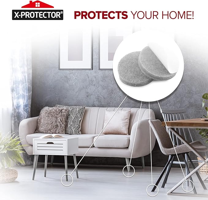 235 pcs Grey Felt Furniture Pads X-Protector! Huge Quantity of Furniture Pads for Hardwood Floors with Many Big Sizes – Your Ideal Wood Floor Protectors for Furniture. Protect Any Type of Hard Floor!