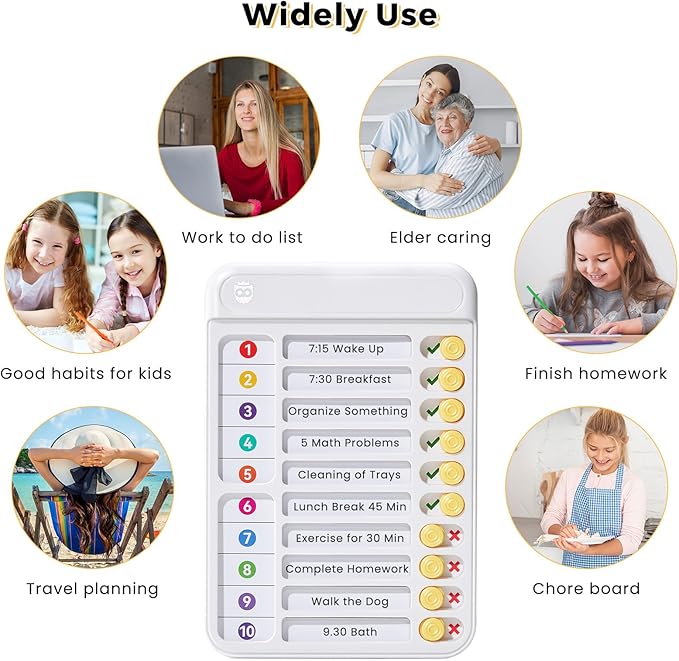 Magnetic Chore Chart for Kids, ADHD Tools for Kids to Do List Checklist Task Board Routine Chart Visual Schedule for Fridge with 10 Sliders and Magnetic Marker - White