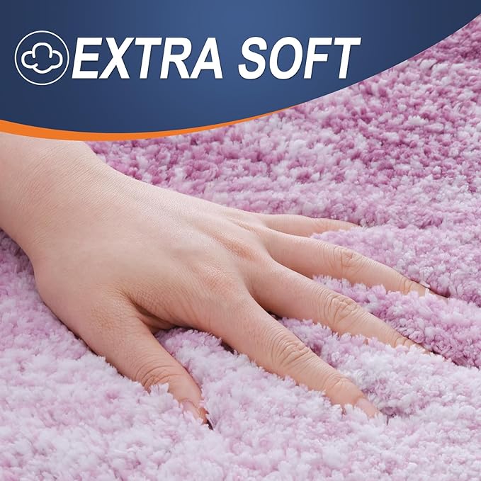 OLANLY Bathroom Rug Set 2 Piece, Soft Absorbent Microfiber Bath Rug Set, Non-Slip, Machine Wash Dry, Plush Shaggy Bath Mats for Bathroom (47"x20"+24"x16", Pinkish-Purple)