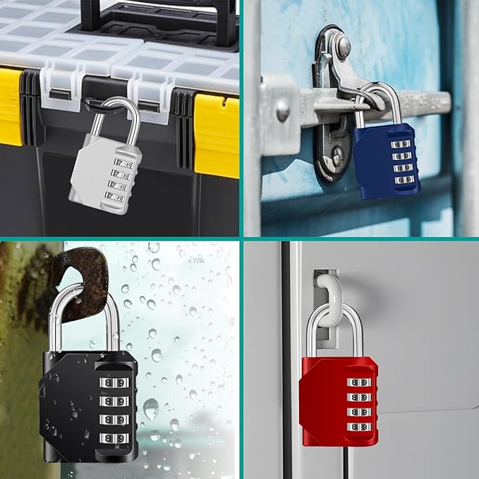 ZHEGE Combination Lock Outdoor, 4 Digit Re-settable Padlock for Gym, School, Fence, Employee Locker (Sliver)