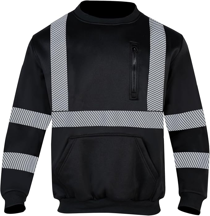 VENDACE Hi Vis Safety Sweatshirts for Men Reflective ANSI Class 3 High Visibility Construction Work Crew Sweatshirt No Hood