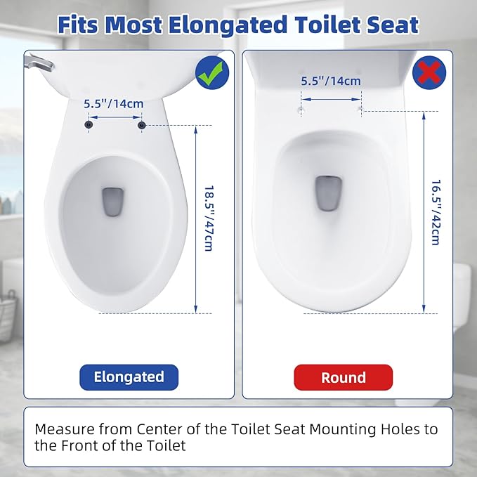 SS124 Toilet Seat Replacement Compatible with TOTO, Elongated Soft Close Toilet Seat for SS124, Transitional Slow-close & Heavy Duty, with Universal Toilet Bolts and Nuts, Cotton White