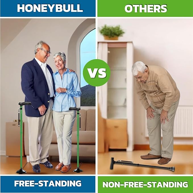 Walking Cane for Men & Women Foldable, Adjustable, Heavy Duty, Free Standing, All Terrain, Collapsible Walking Sticks for Seniors & Adults