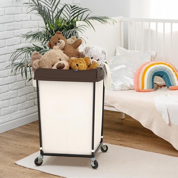 160L Laundry Basket with Wheels, 2 Section Large Rolling Laundry Hamper Bag with Wheels, Clothes Hamper Cart for Laundry, Bedroom, Bathroom and Dorm