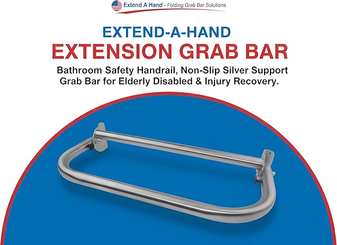 Extend-A-Hand Grab Bar Extension 24"x12"| Heavy-Duty Bathroom Safety Handrail, Non-Slip Stainless Steel Support Grab Bar for Elderly, Disabled & Injury Recovery.