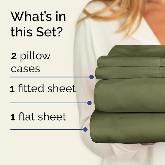 Twin 4 Piece Sheet Set - Cooling & Breathable Bed Sheets - Hotel Luxury Bed Sheets for Women, Men, Kids & Teens - Bedding with Deep Pockets & Easy Fit - Soft and Wrinkle Free - Twin Sage Green Sheets