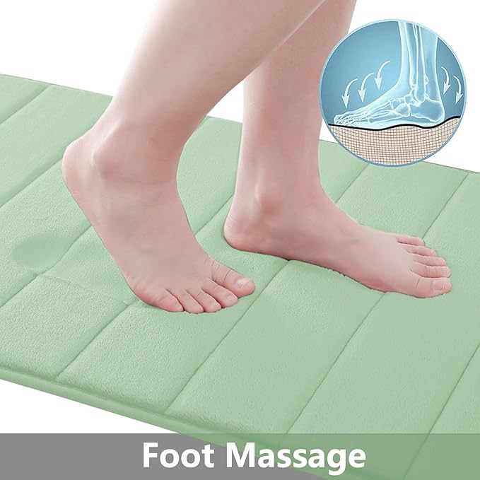 Buganda Memory Foam Bath Mat, 59" x 34", Ultra Soft and Non-Slip Bathroom Rugs, Water Absorbent and Machine Washable Bath Rug Runner for Bathroom, Shower, and Tub, Sage Green