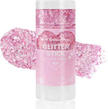 Mysense Pink Body Glitter Stick,Face Hair Glitter Makeup,Sparkling Mermaid Sequins Chunky Glitter Face Paint,Singer Concert Outfit Festival Rave Accessories for Women and Kids