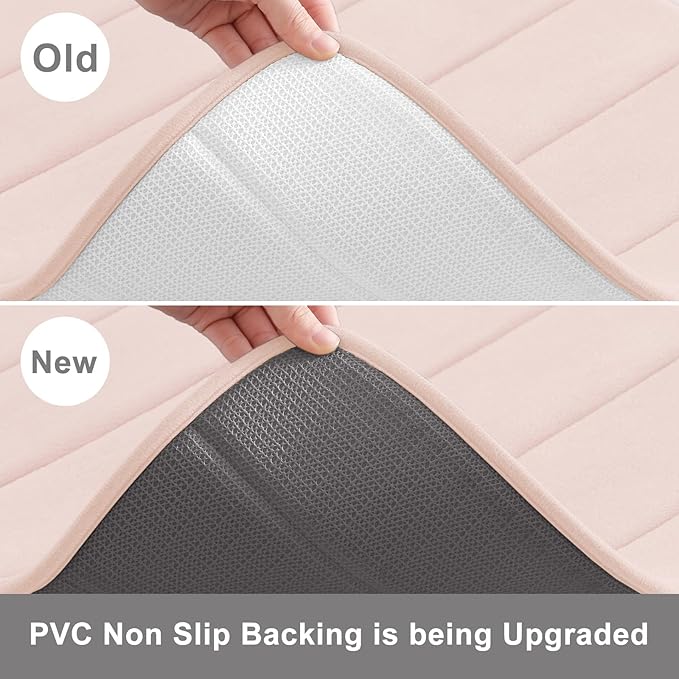 Buganda Memory Foam Bath Mat, 30" x 20", Ultra Soft and Non-Slip Bathroom Rugs, Water Absorbent and Machine Washable Bath Rug for Bathroom, Shower, and Tub, Pink