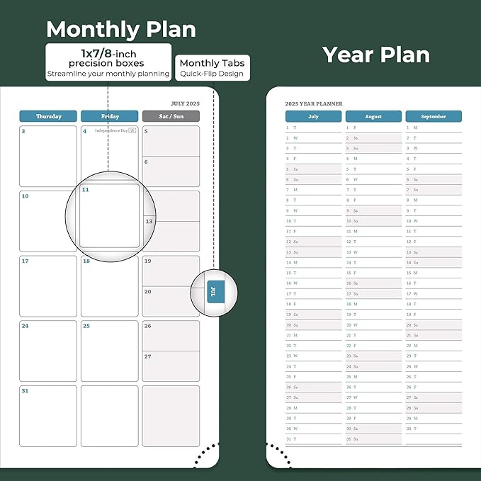 Planner 2026 Daily Weekly and Monthly,6.5"x3.75",12 Months Spiral Bound Calendar Agenda with Self-adhesive Pen Holder,2026 Appointment Book with Vegan Leather Soft Cover,Green