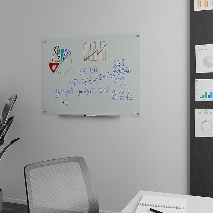 Staples TRU RED Tempered Glass Dry Erase Board, Frosted, 4-ft x 3-ft (TR61199)