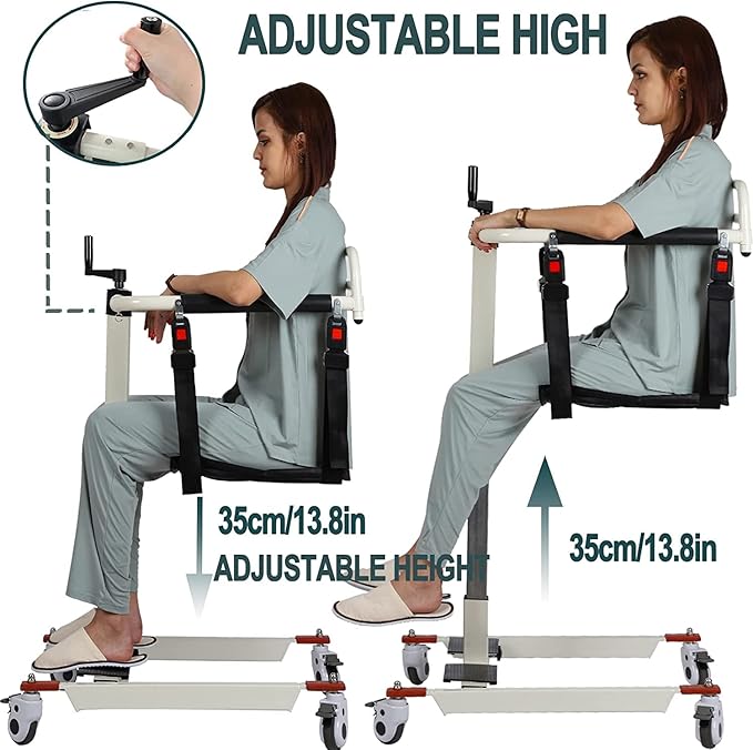 Patient Lift Transfer Chair, Transfer Lift Chair for Disabled, Portable Car Transfer Lift Bed to Wheelchair Transfer Devices, Transfer Chair for Elderly and Disabled (Basic Backrest)