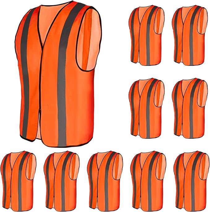 10 Pack Mount Marter Safety Reflective Vest for Outdoor Operator and Sportsmen