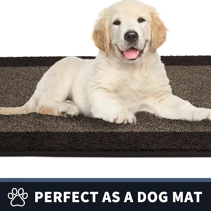 PURRUGS Dirt Trapping Door Mat 24" x 96", Non-Slip/Skid Machine Washable Entryway Rug, Shoes Scraper, Throw Rug, Super Absorbent Area Rug for Muddy Wet Shoes and Paws, Grayish Brown & Coffee